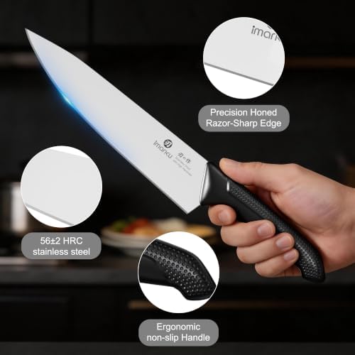 imarku 14-Piece Knife Set with Block and Built-In Sharpener, Black