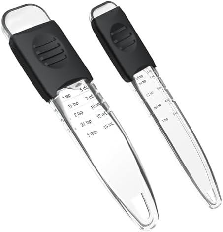 Professional Adjustable Measuring Spoons Set of 2#2258, Fits in Spice Jars, Teaspoon Measuring Spoons 9 in 1 for Dry and Liquid, BPA- free & Dishwasher Safe