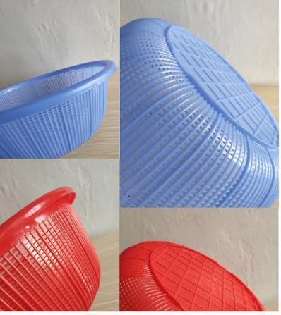 4 Pcs Large Plastic Wash Basket Round Perforated Colander Wash Vegetables and Fruits Drain Cooked Pasta Kitchen Essentials Food Strainer Basket Strainer Kitchen Blue Green Red Orange color