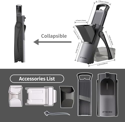 [All in 1] Safe Mandoline Veggie Slicer + Spiralizer for Kitchen