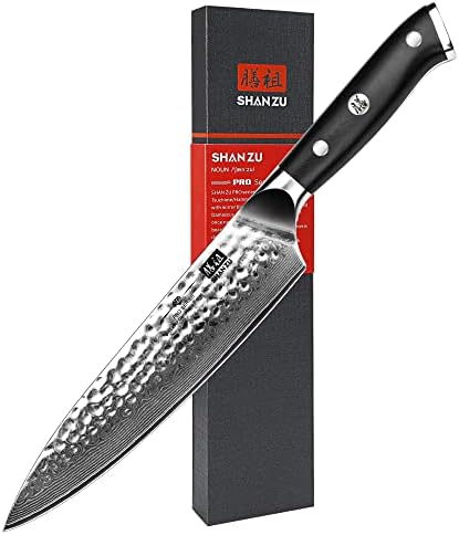 SHAN ZU Chef Knife, 8 Inch Damascus Steel Knife