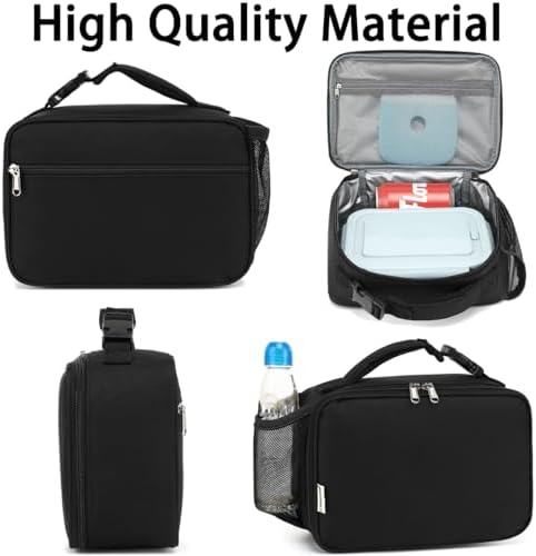 GYEUKHAM Insulated Lunch Box for School, Thermal Reusable Durable Freezable Lunch Bags for Kids Boys Girls Men Women - Small Soft Cooler Portable Lunch Tote Kit for Work Picnic Travel,Black