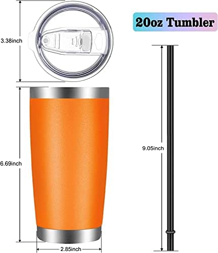 VEGOND 20oz Tumbler with Lid and Straw Stainless Steel Tumbler Cup Vacuum Insulated Double Wall Travel Coffee Mug Powder Coated Coffee Cup, Orange, 1 Pack
