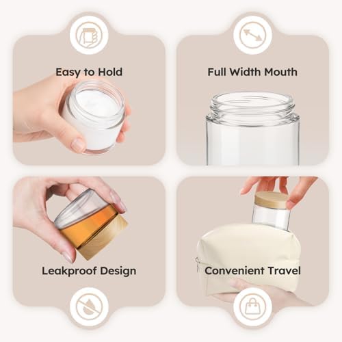 24 Pack 2 oz Small Glass Jars with Plastic Woodgrain Lids & Inner Liners