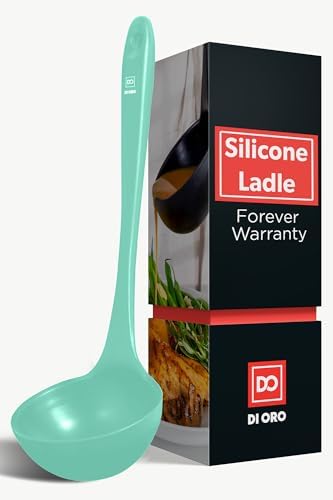 DI ORO Silicone Ladle - Soup & Serving, 600F Heat Resistant, Mint
