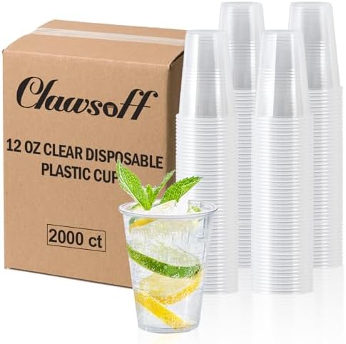 Clawsoff 2000 Pack 9 oz Clear Plastic Cups Disposable Clear Water Cups