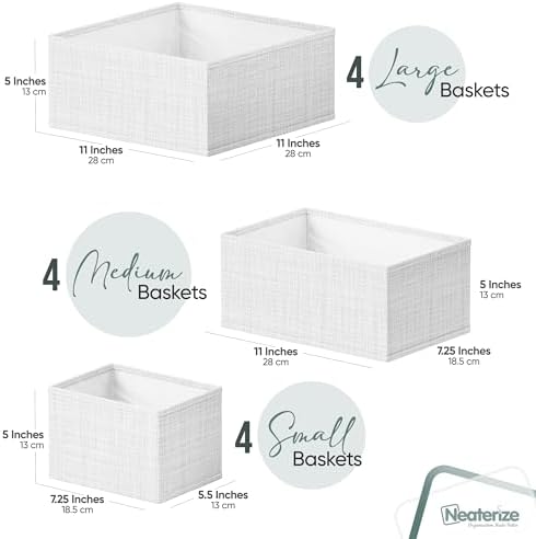Drawer Organizer Clothes Set of 12 White-Grey - Dresser Organizer For Nursery, Bedroom, Closet - Perfect Baby Clothes Organizer and Storage & General Nursery Organization or Dresser Drawer Organizers