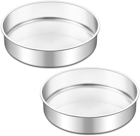 TeamFar 9 Inch Cake Pan Set of 2, Stainless Steel Round Cake Baking Pan