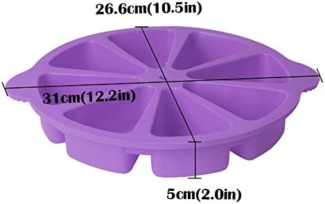 SHEbaking Scone Pan Silicone Triangle Cake Mold for Baking Nonstick Cornbread Pan 8 Cavity Pie Silicone Mold Perfect for Brownies, Muffin, Cupcake, Soap, polenta, or biscuits (Light Purple)