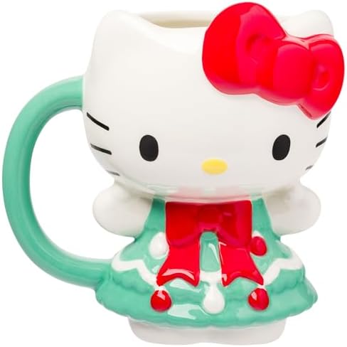 Silver Buffalo Sanrio Hello Kitty Christmas Tree, 3D Sculpted Mug, 20oz