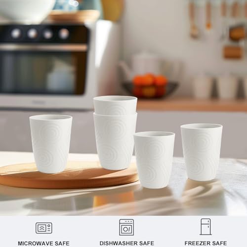 12oz Wheat Straw Cups for Kids, Drinking Cups Set of 6 - White