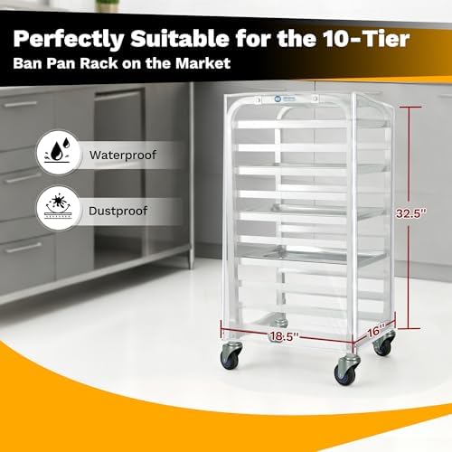 BIEAMA 10 Tier Half Size Bun Rack Cover, Commercial Bakers Racks Cover