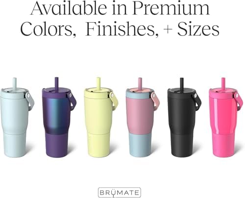 BrüMate Resa 25oz 100% Leakproof Travel Tumbler w/Handle & Straw | Flexible SoftSip Straw | Silicone Sleeve for Durability | Stainless Steel | Cup Holder & Travel Friendly Water Bottle (Primrose)