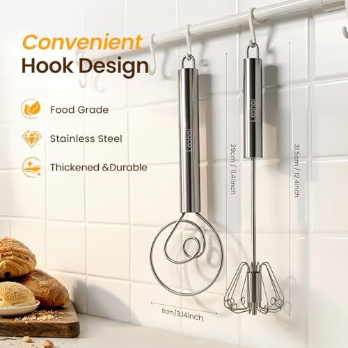 Danish Dough Whisk & Egg Whisk Set for Sourdough Bread, 12 inch
