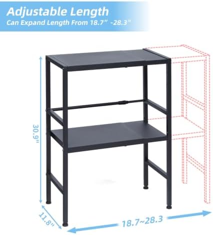 2-Tier Expandable Metal Storage Shelves, 150LBS Heavy Duty Shelving Units and Storage,Adjustable Utility Organization and Storage Shelf Rack For Kitchen Garage Laundry Bathroom Pantry Warehouse