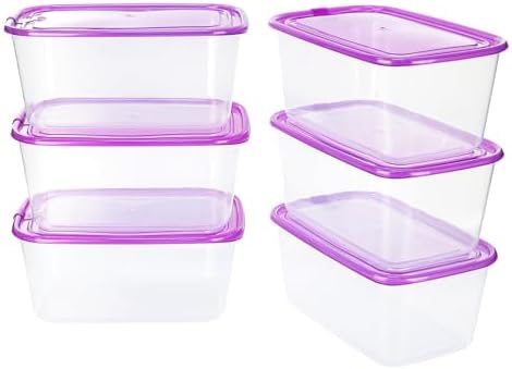 KIGI Large Plastic Food Containers with Snap-on Lids, BPA-Free, Stackable, Reusable, for Kitchen Pantry & Fridge Organization, Microwave, Dishwasher & Freezer Safe Food Storage (8.3 Cup 6-PACK)