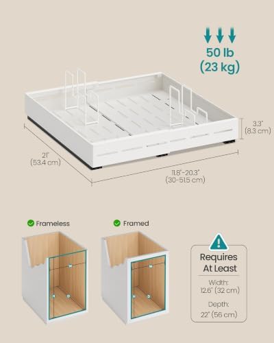 SONGMICS Pull Out Cabinet Organizer, Expandable Carbon Steel Drawers