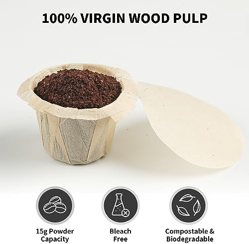 200 Count Fanativita K Cup Filters Disposable with Genius Lid Design, Fit All Reusable K Cups for Keurig (Unbleached) (Pack of 2)