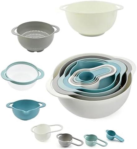 Mixing Bowls, Nesting Baking Bowls with Colander & Fine Mesh (Pebble-8PCS)