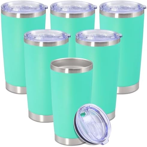 20 oz Tumbler Insulated Tumblers Stainless Steel Coffee Mug,LightBlue 6PCS