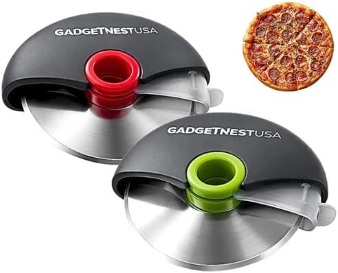2 Pack Pizza Cutter Wheel –Sharp Premium 18/8 Stainless Steel Blade with Protective Cover – Easy Grip Slicer for Pizza, Dough, Pastry & More