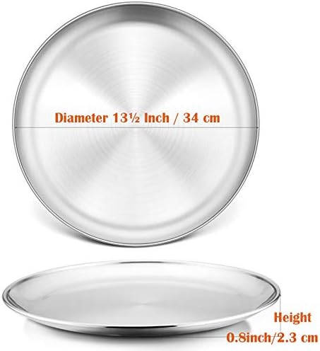 P&P CHEF Pizza Pan Set of 2, 13.5 Inch Stainless Steel Pizza Tray, Silver