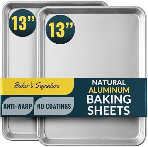 Aluminum Cookie Sheets for Baking Set of 2, 13x9" Quarter Sheet Pans