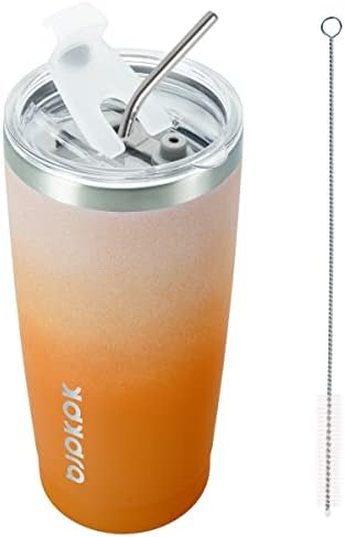 BJPKPK 20oz Coffee Tumbler with Lid & Straw, Insulated Stainless Steel Mug