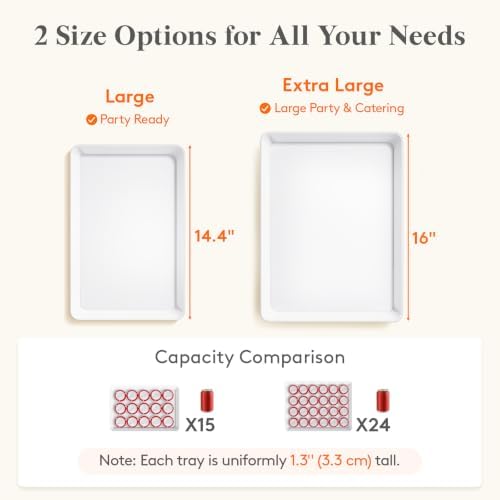 Lifewit 8-Pack 16" x 12" Extra Large Plastic Food Serving Trays for Party