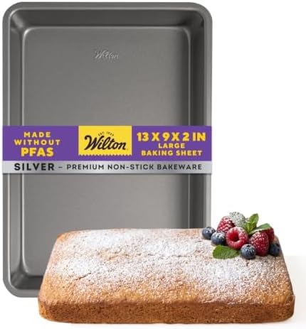 Wilton Silver Non-Stick Oblong Cake Pan, Made Without PFAS, 13 x 9 x 2 in.
