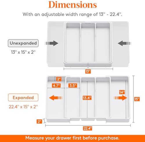 Lifewit Utensil Organizer for Kitchen Drawers, Expandable Utensil Tray