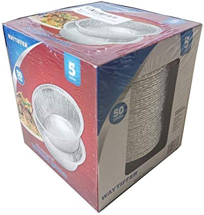 Waytiffer Pie Pans (100 Pack) 5 inch HEAVY-DUTY Disposable Aluminum Foil pie/tart Pans for Baking Personal Mini Pies, Foil Pie Tin for Bakeries, Cafes,Easily Stack & Store, Freeze & Reheat