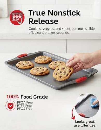 Boxiki Kitchen Nonstick Baking Sheet Pan Heavy-Gauge Carbon Steel, Warp, Dent, and Rust-Resistant Gourmet Rimmed Half Cookie Sheet Tray, Non-Toxic for Exceptional Baking Performance - 15x10 Inch