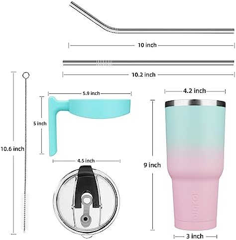 BJPKPK 40 oz Tumbler with Handle & Straw, Insulated Stainless Steel Mug