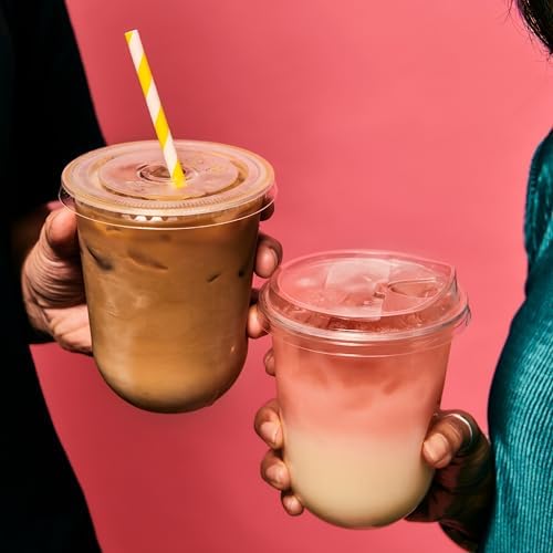TOSSWARE NATURAL Arc - Plant Based Cups 16 oz - Plastic Alternative Cups for Parties, Bachelorettes, Weddings - Recyclable Clear Cold Cups - Set of 1000