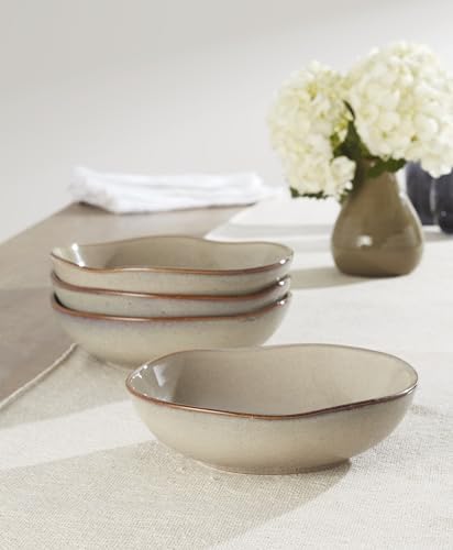 Oneida Organic Shades Oatmeal Stoneware Pasta Bowl Set for 4, 34.5oz