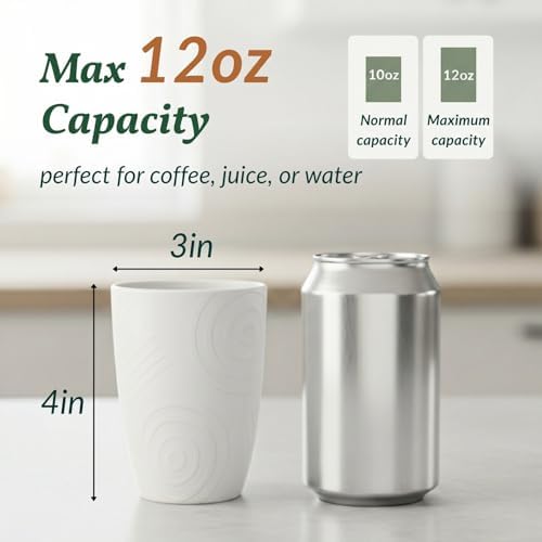 Homienly Kitchen Cups 12 OZ Wheat Straw Drinking Glasses–Unbreakable, Lightweight & Reusable Alternative to Plastic Cups,Dishwasher Safe Cups for Kitchen & Outdoor Use (White, 6 PCS)