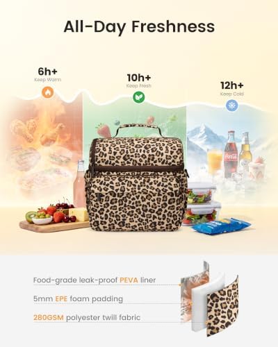 LOVEVOOK Lunch Bag for Men Women, Insulated Lunch Box, Large Cooler Lunbox