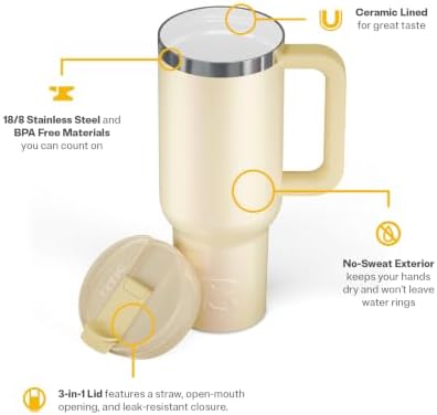 RTIC 40oz Road Trip Tumbler, Insulated, Ceramic Lined, Sunlight Glitter