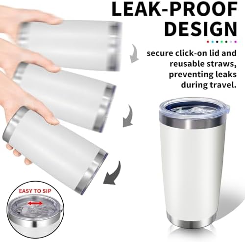 HAOLI 1 Pack 20oz Stainless Steel Tumbler with Lid/White
