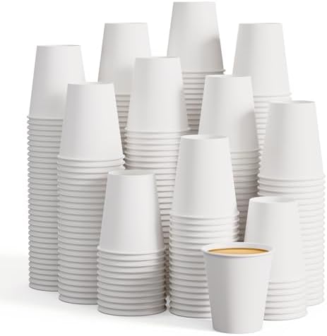 LITOPAK 400 Pack 8 oz Paper Cups, White Disposable Coffee Cups