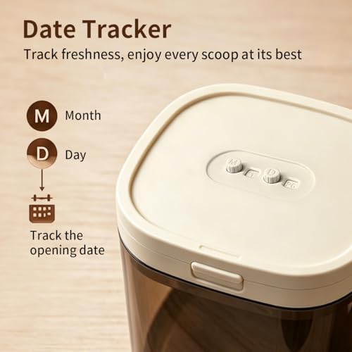 Airtight Food Storage Container with Magnetic Scoop & Built-in Leveler, 800ML Coffee Canister with Date Tracker, BPA Free UV Blocking Food Container for Coffee Beans, Ground Coffee, Tea, Sugar & Flour