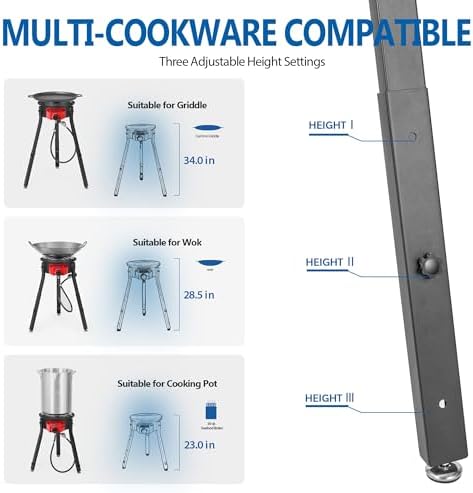 OuterMust Outdoor Cooker Wok Station with Iron Wok, Electronic Ignition and Propane Burner 54000 BTU with Adjustable Support Stand for BBQ, Backyard