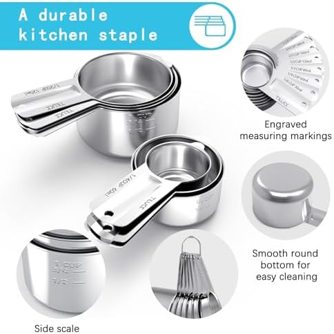 TILUCK Stainless Steel Measuring Cups Set,Kitchen Gadgets for Cooking & Baking,Set of 7