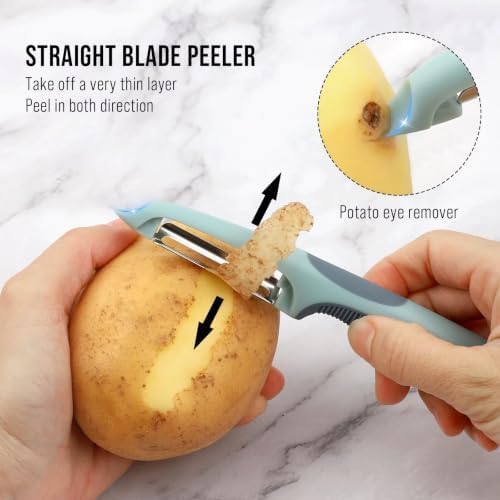 Julienne Peeler Vegetable Peeler with 4.8'' Long Silicone Handle
