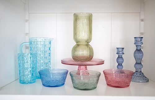 Vintage-Inspired Codi Glass Decorative Serving Bowl, 7" x 2.75", Sky Blue