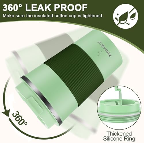 MOMSIV 12oz Travel Coffee Mug, Insulated Coffee Cup with Leakproof Lid
