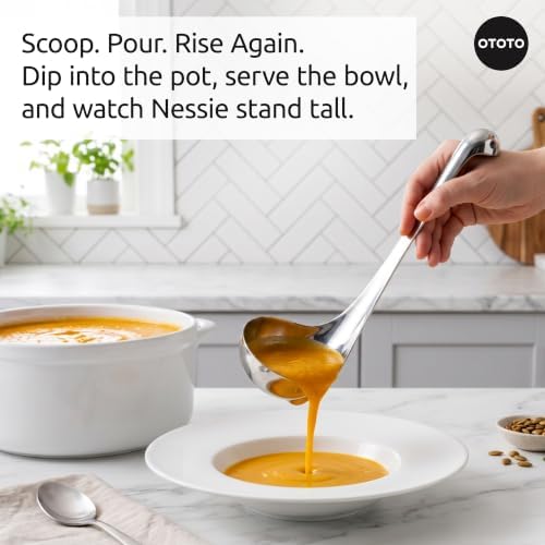 OTOTO The Original Nessie Stainless Steel Ladle - Soup Ladle, Cute Gifts, Funny Kitchen Gadgets, Loch Ness design, Cooking Gifts, BPA Free