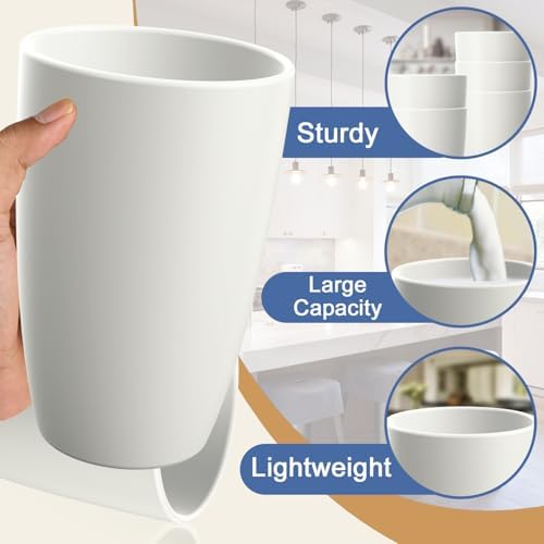 Plastic Drinking Glasses 20 OZ, Wheat Straw Cups Set of 6 - White