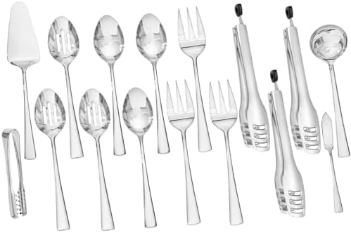KINGSTONE 16 Piece 18/10 Serving Utensils Set, Stainless Steel Serving Set